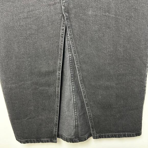 ASOS Design Black Denim Maxi Skirt Size 10 Front Slit High Waist - Picture 5 of 13